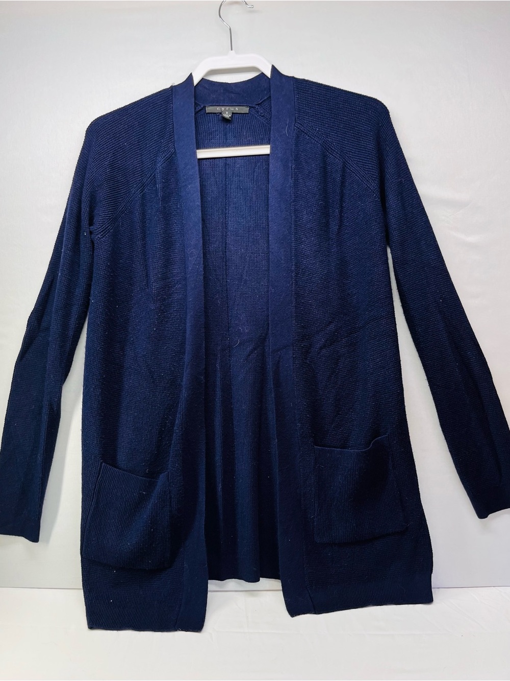 Cyrus Navy Open-Front Pocket Cardigan